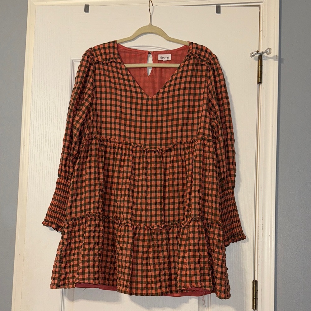 Checkered orange and Green dress